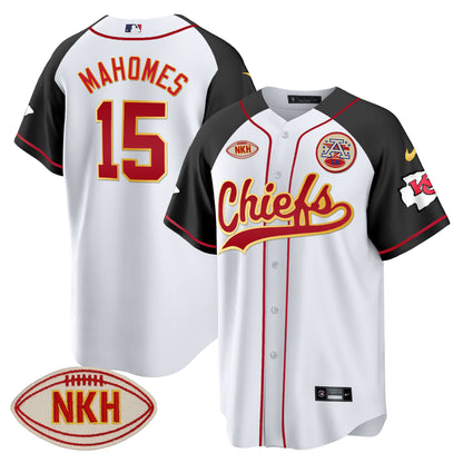Men's Chiefs NKH Patch Baseball Jersey - All Stitched
