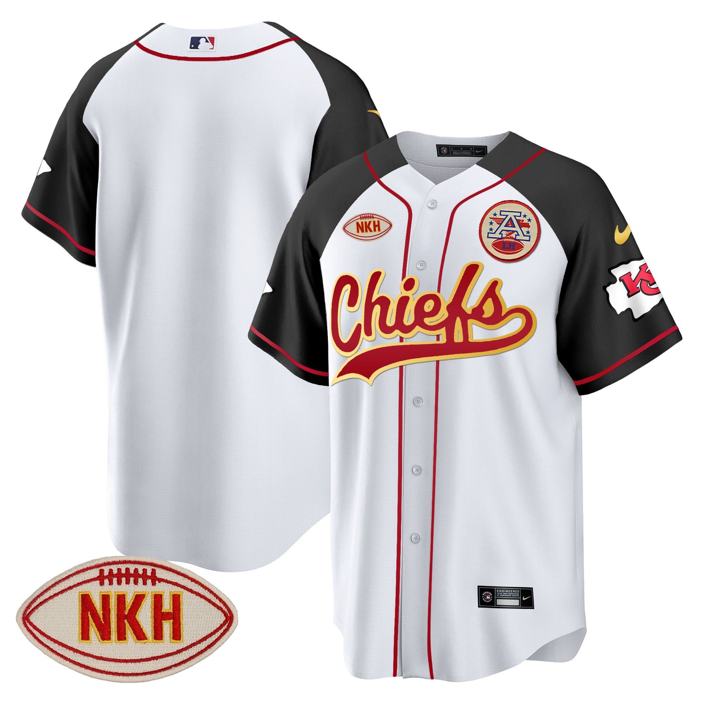 Men's Chiefs NKH Patch Baseball Jersey - All Stitched