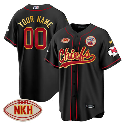 Chiefs NKH Patch Baseball Custom Jersey - All Stitched