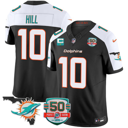 Men's Dolphins 50th Perfect Season & Florida Patch Vapor Jersey - All Stitched