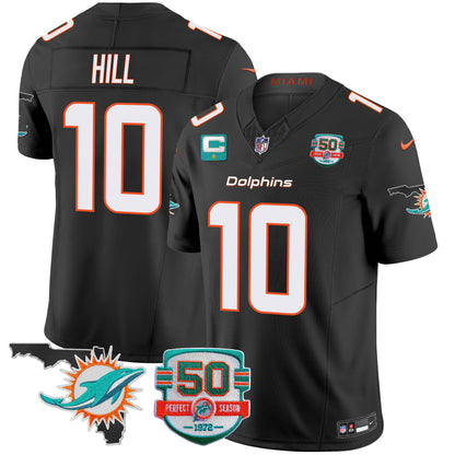Men's Dolphins 50th Perfect Season & Florida Patch Vapor Jersey - All Stitched