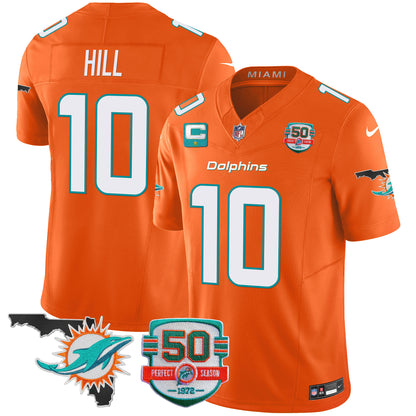 Men's Dolphins 50th Perfect Season & Florida Patch Vapor Jersey - All Stitched