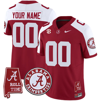 Alabama Crimson Tide Vapor Limited Custom Jersey V4 - Alabama Map - All Stitched