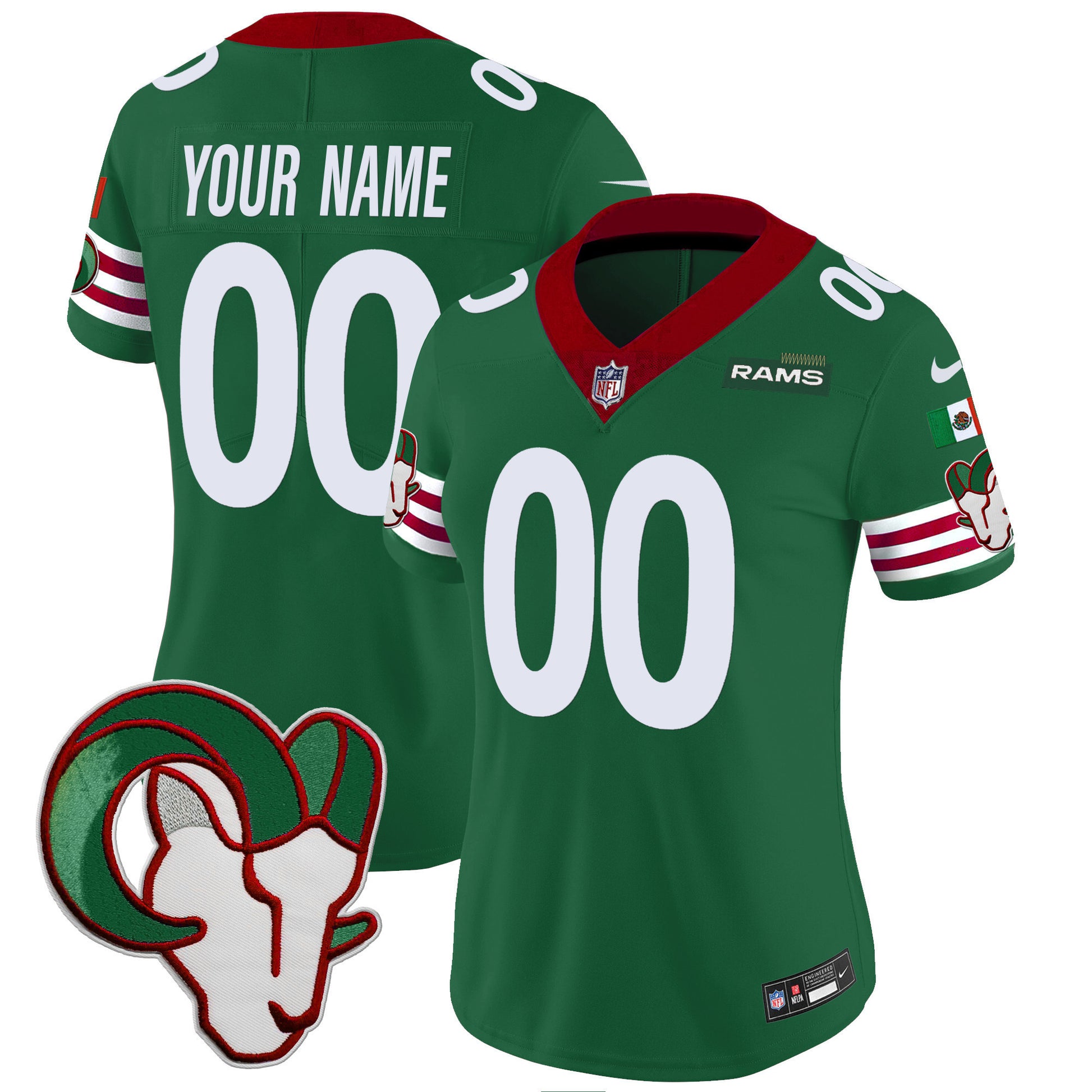 Rams Mexico Vapor Limited Custom Jersey - All Stitched
