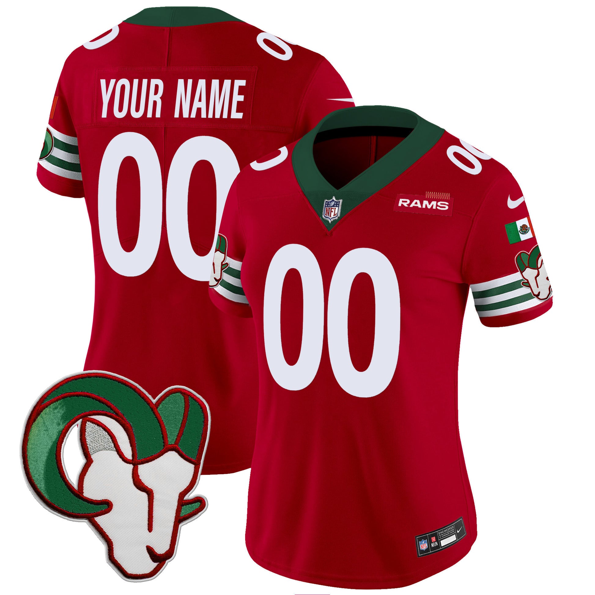 Rams Mexico Vapor Limited Custom Jersey - All Stitched