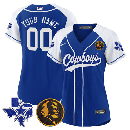 Cowboys Texas & John Madden Patch Baseball Custom Jersey - All Stitched