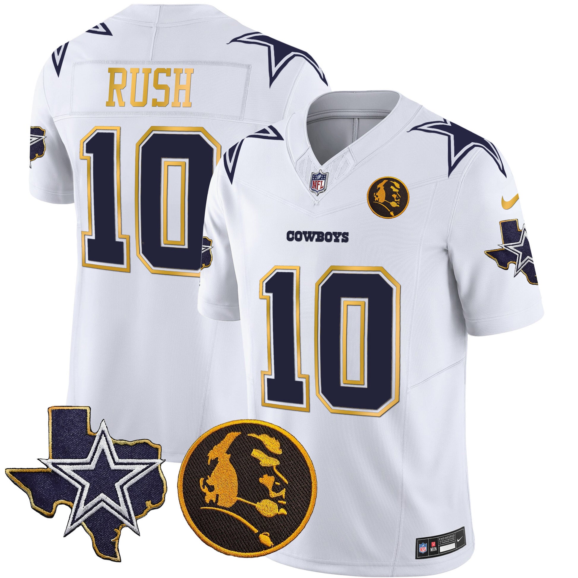Men's Cowboys Texas & John Madden Patch Gold Trim Vapor Jersey - All Stitched