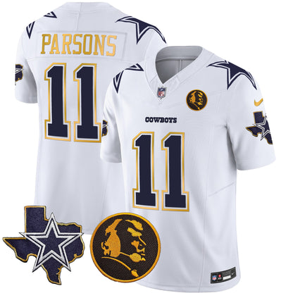 Men's Cowboys Texas & John Madden Patch Gold Trim Vapor Jersey - All Stitched