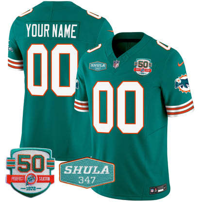 Dolphins Throwback Shula 347 Patch Vapor Custom Jersey - All Stitched