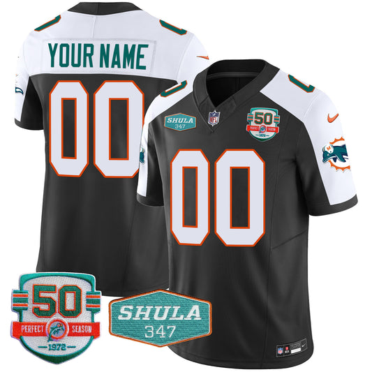 Dolphins Throwback Shula 347 Patch Vapor Custom Jersey - All Stitched