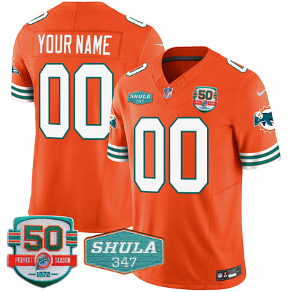 Dolphins Throwback Shula 347 Patch Vapor Custom Jersey - All Stitched