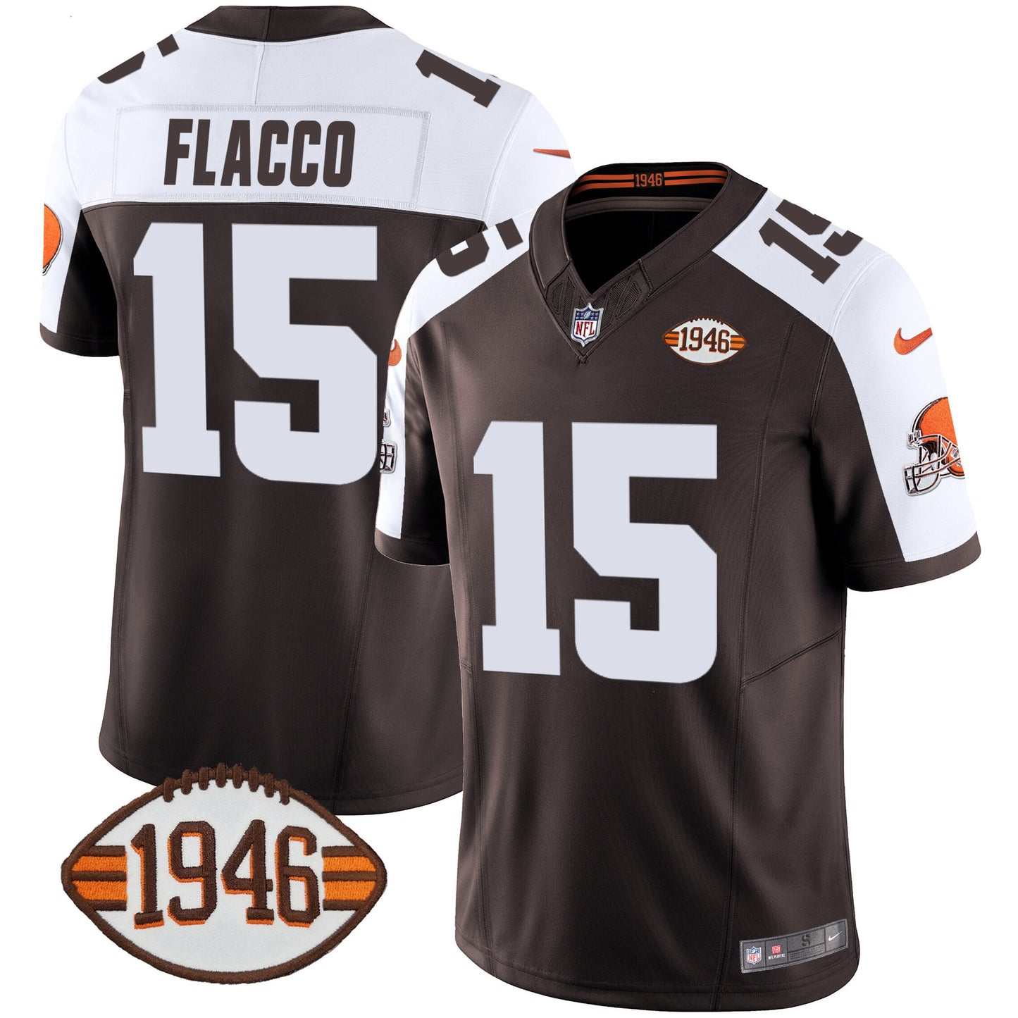 Men's Browns 1946 75th Anniversary Patch Jersey - All Stitched
