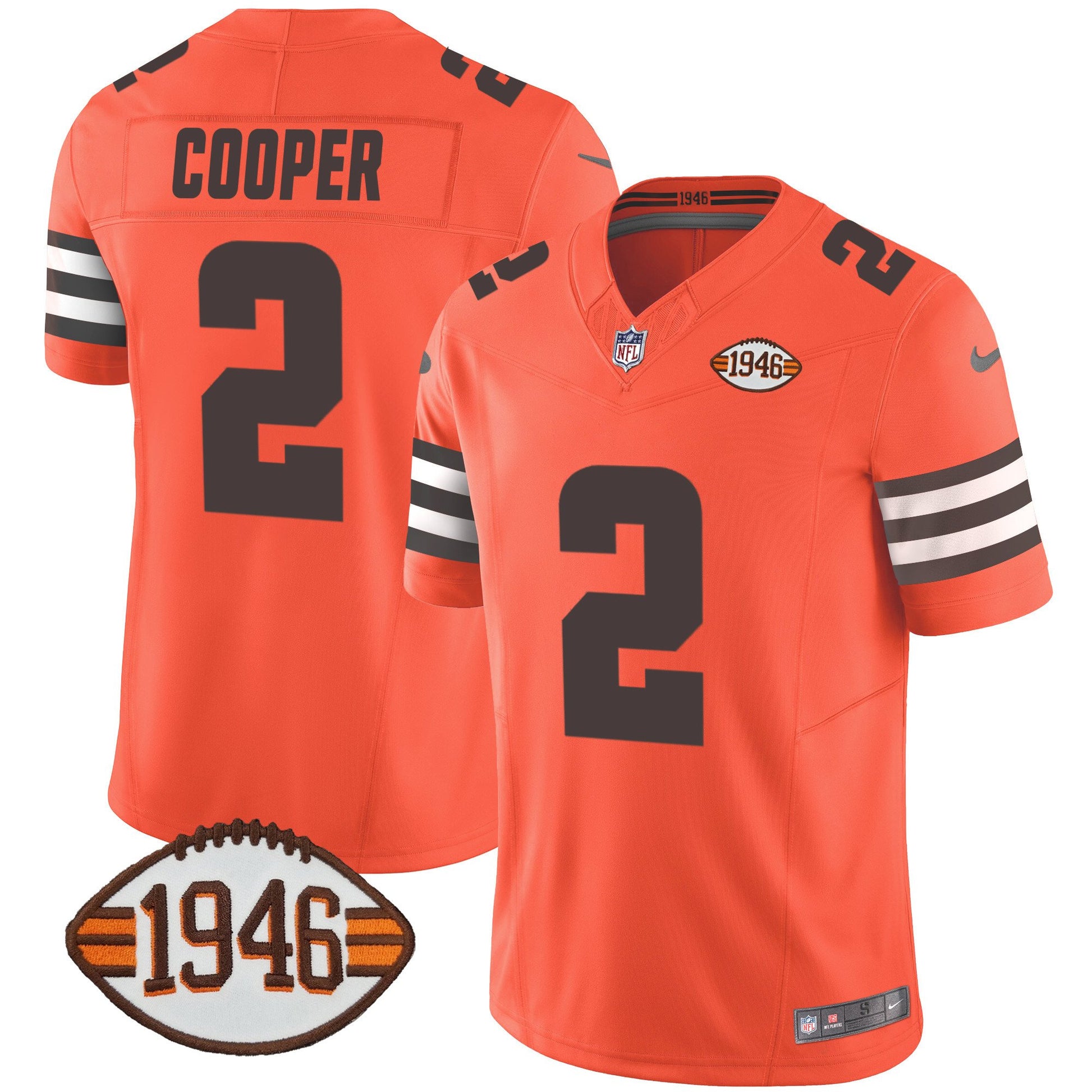 Men's Browns 1946 75th Anniversary Patch Jersey - All Stitched