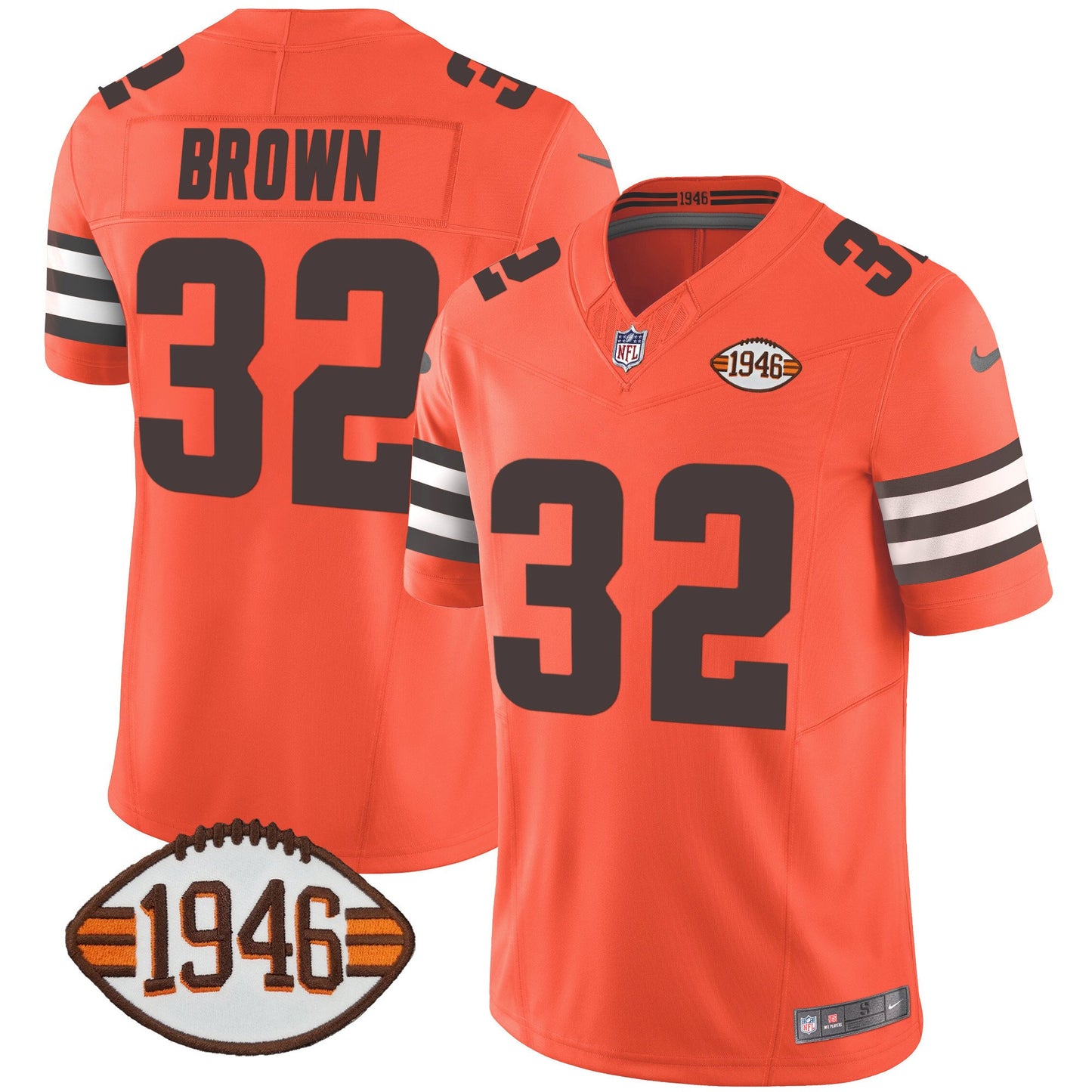 Men's Browns 1946 75th Anniversary Patch Jersey - All Stitched