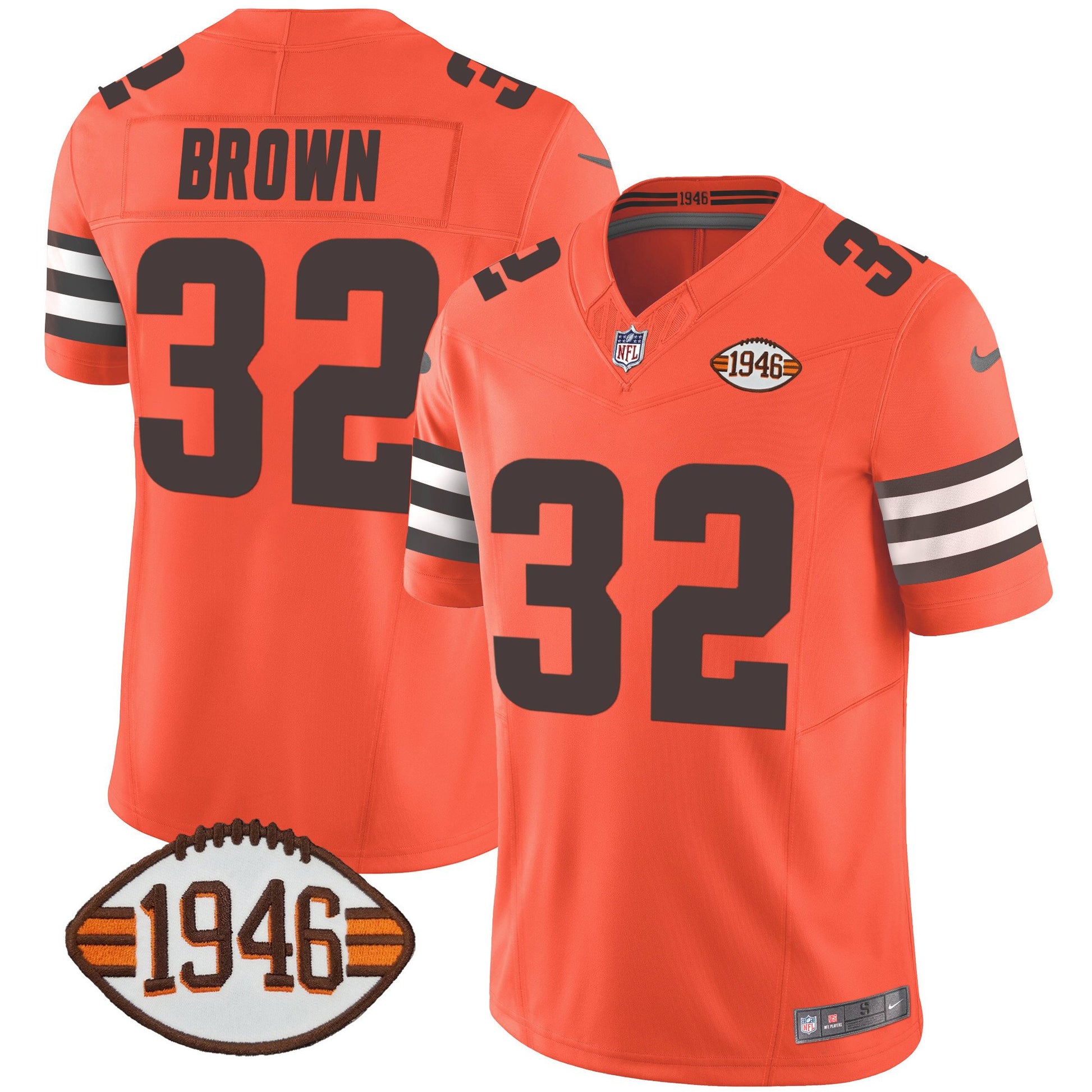 Men's Browns 1946 75th Anniversary Patch Jersey - All Stitched