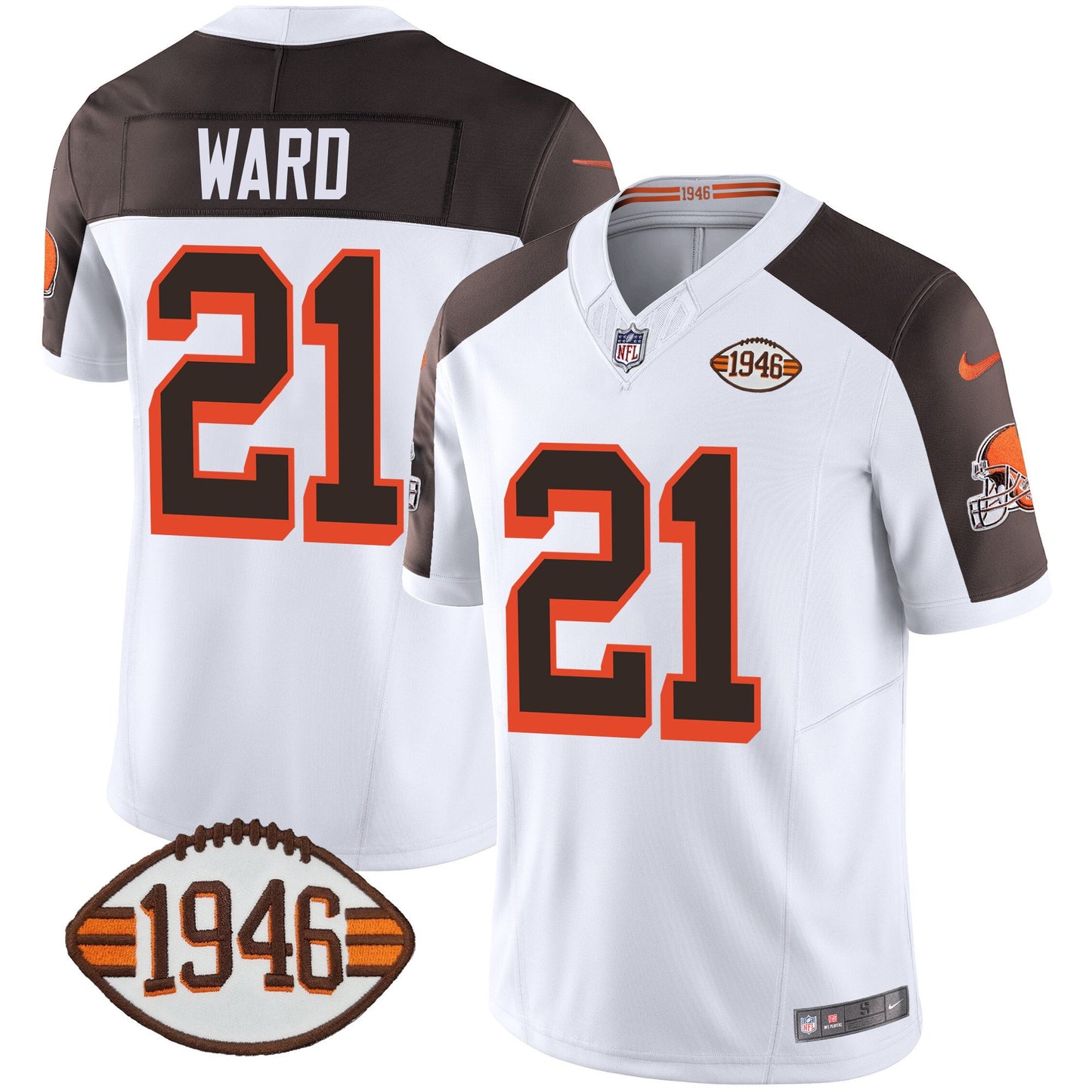 Men's Browns 1946 75th Anniversary Patch Jersey - All Stitched