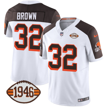 Men's Browns 1946 75th Anniversary Patch Jersey - All Stitched
