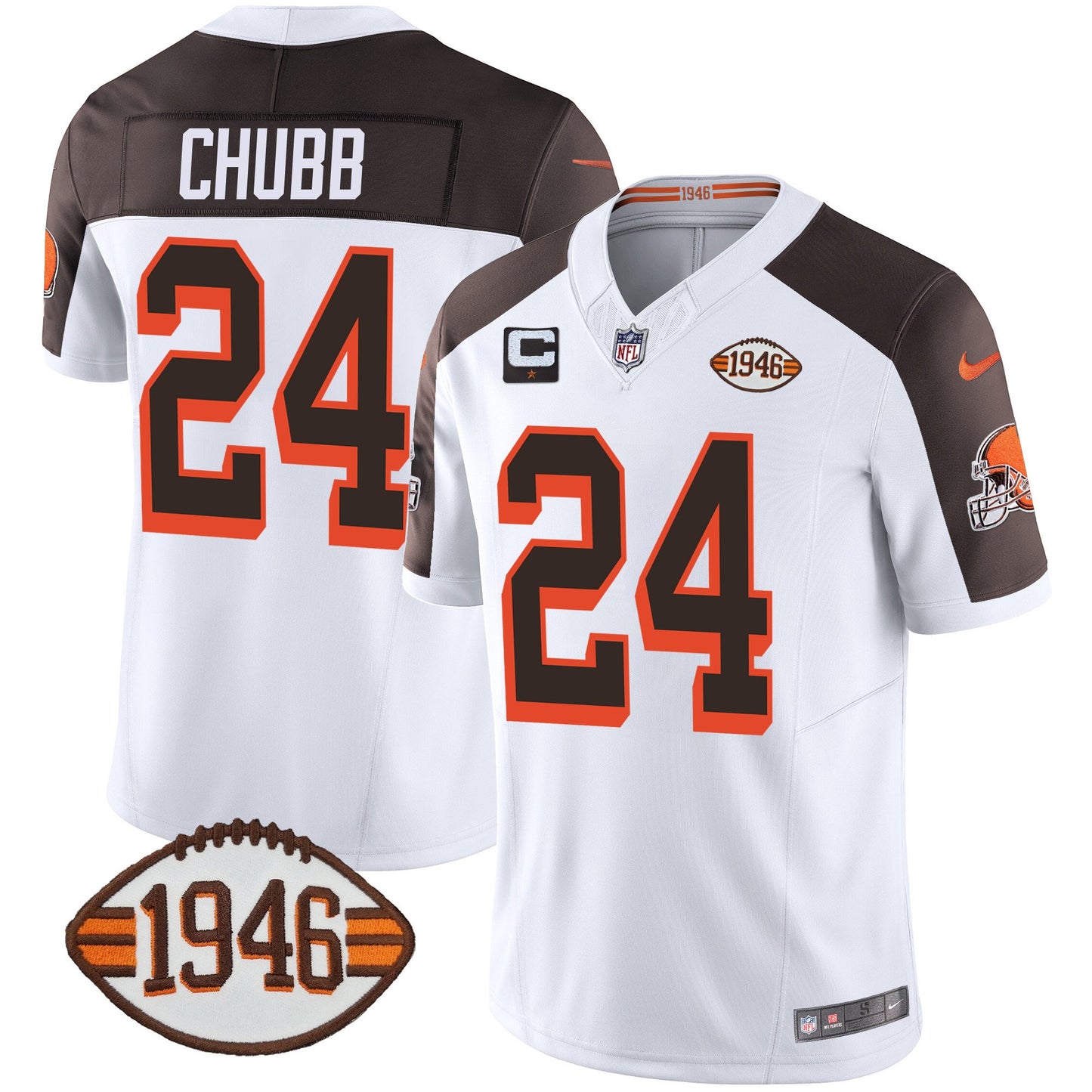 Men's Browns 1946 75th Anniversary Patch Jersey - All Stitched