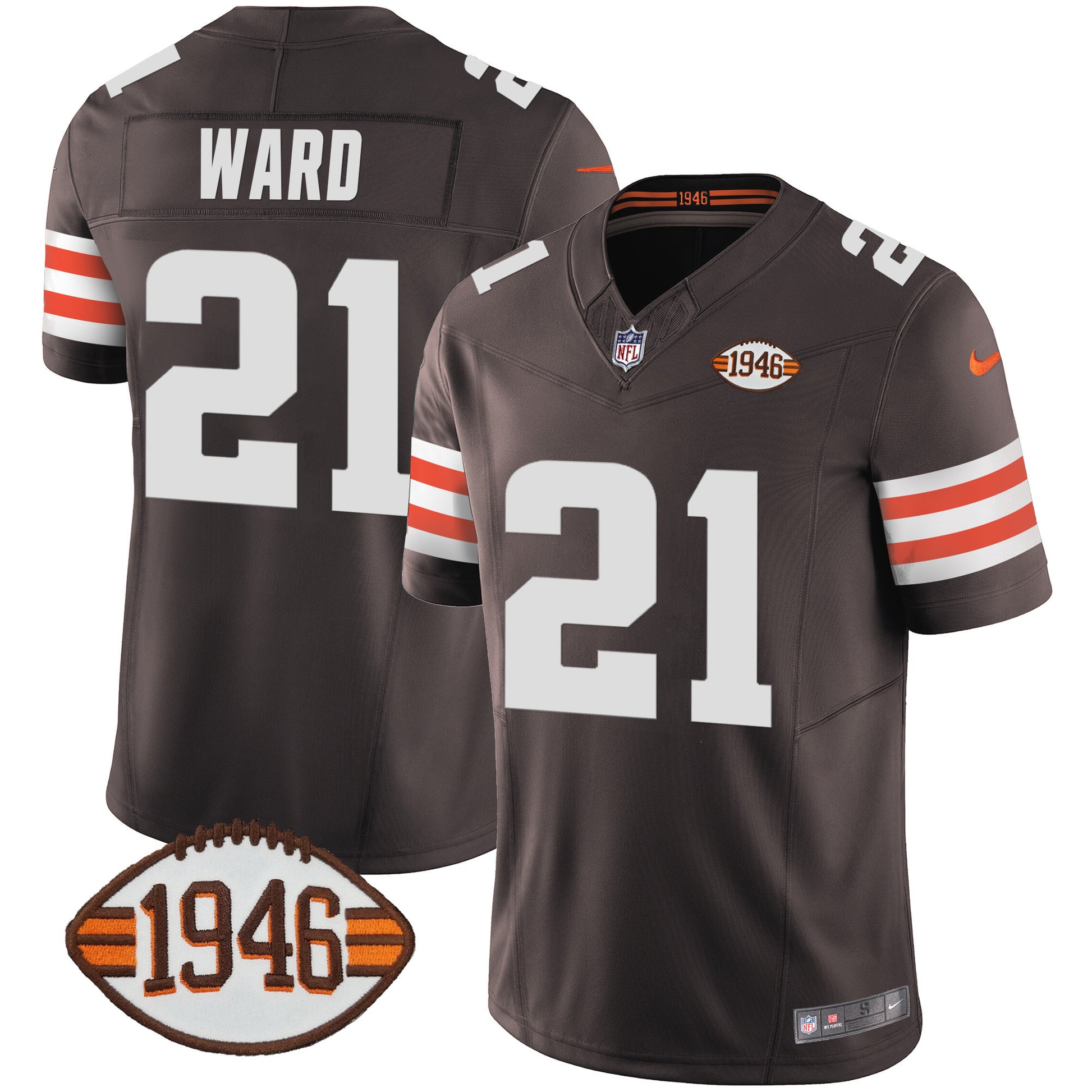 Men's Browns 1946 75th Anniversary Patch Jersey - All Stitched