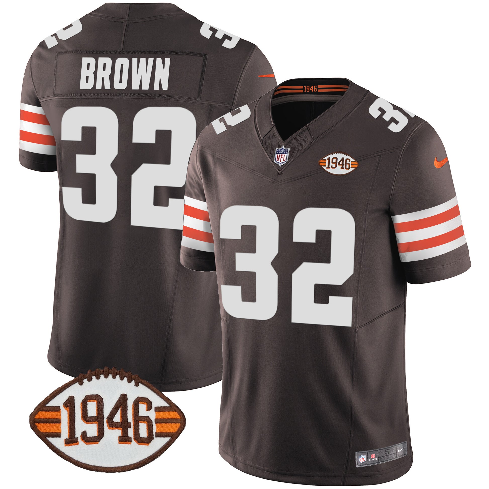 Men's Browns 1946 75th Anniversary Patch Jersey - All Stitched