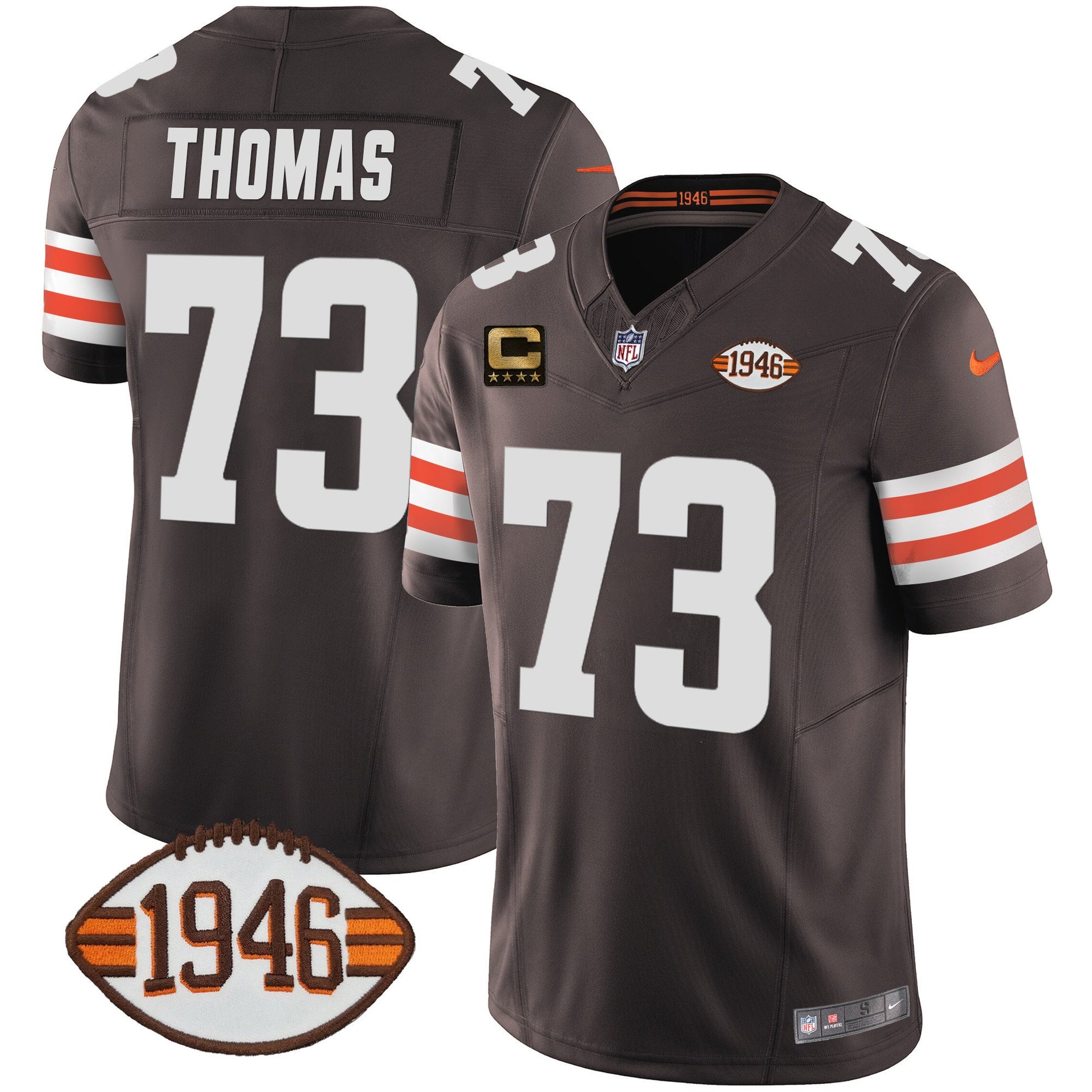 Men's Browns 1946 75th Anniversary Patch Jersey - All Stitched