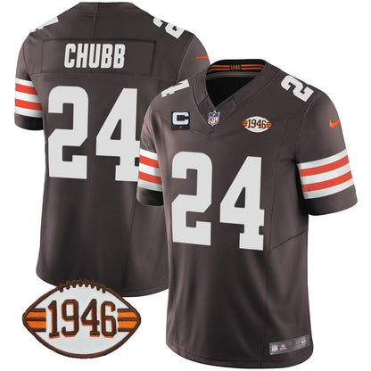Men's Browns 1946 75th Anniversary Patch Jersey - All Stitched