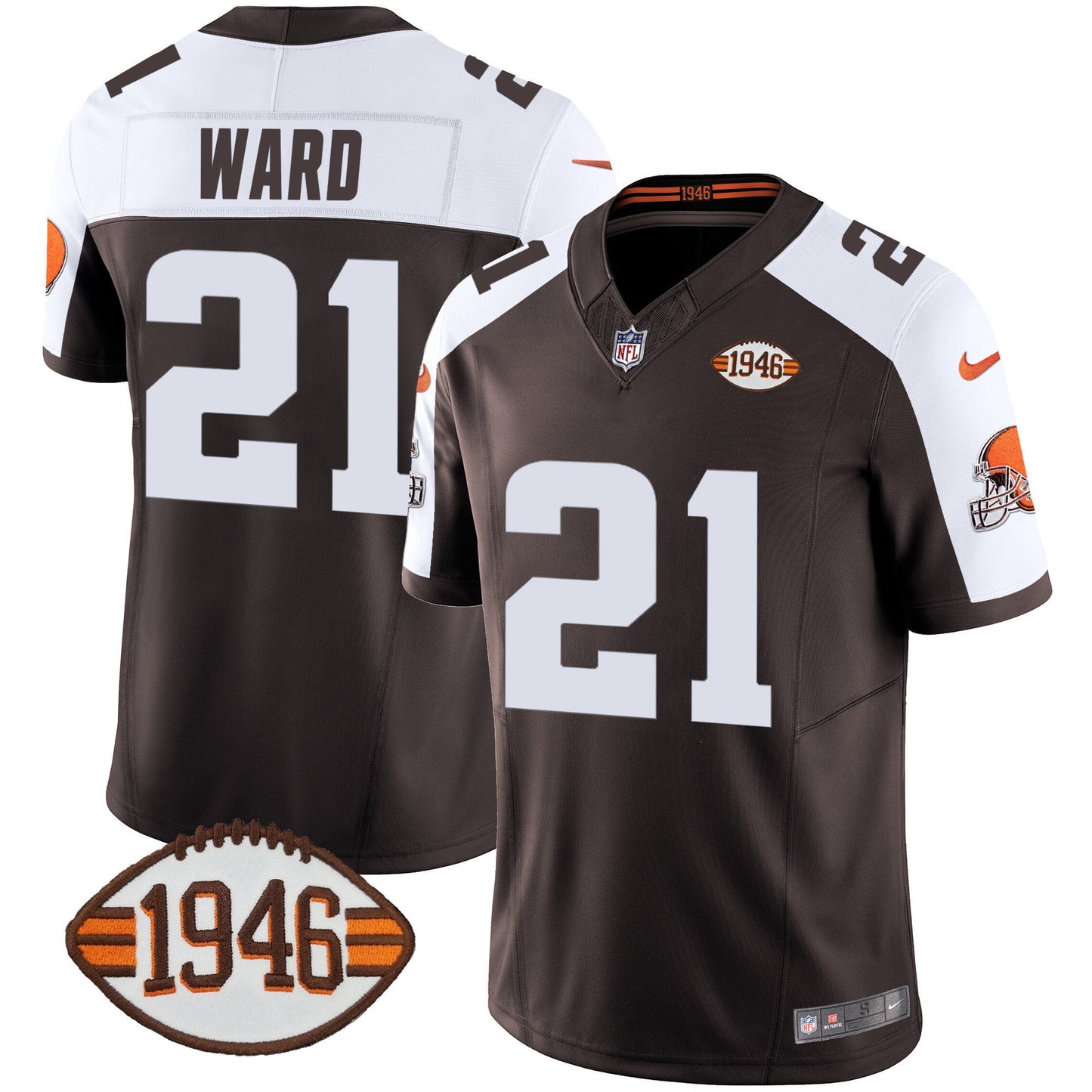 Men's Browns 1946 75th Anniversary Patch Jersey - All Stitched