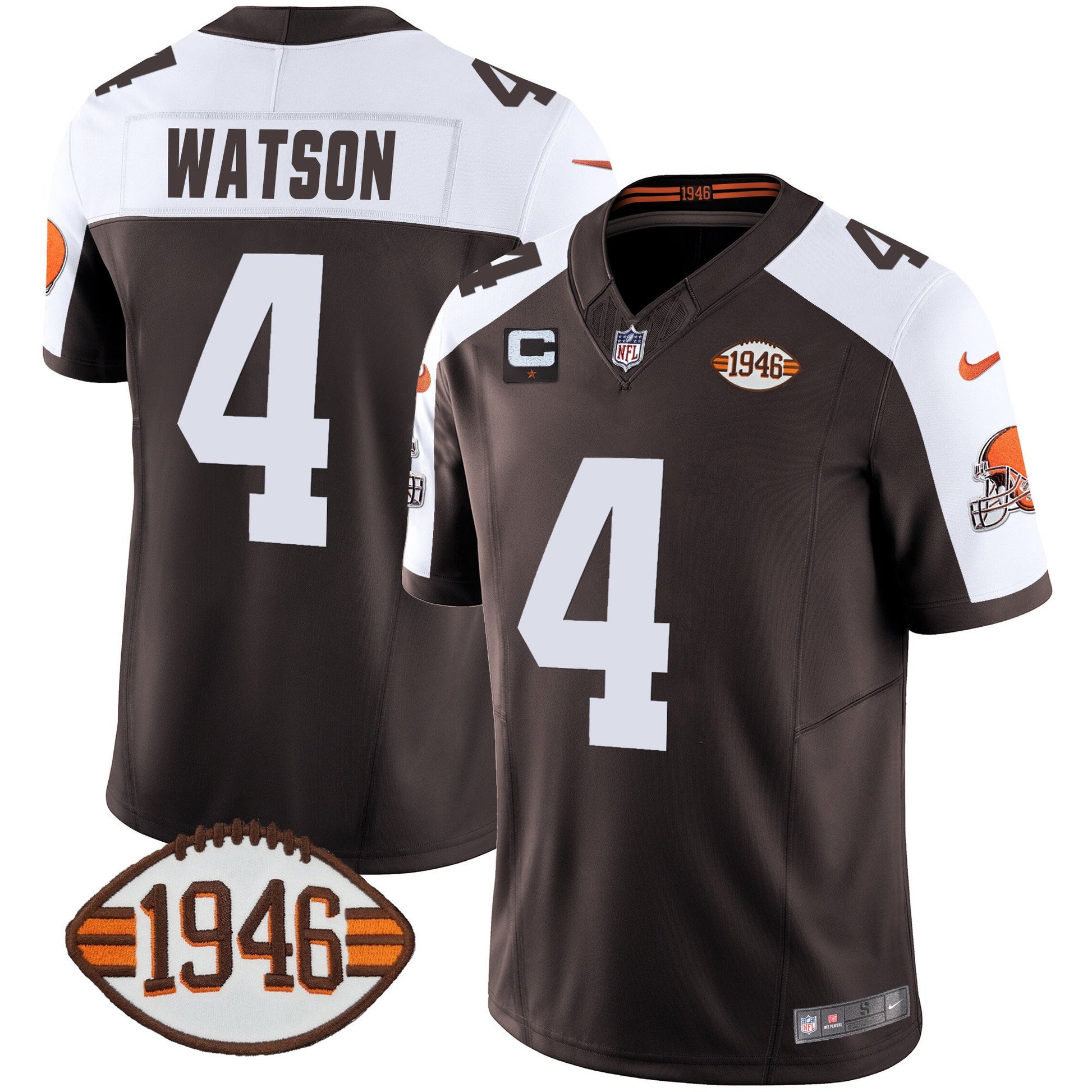 Men's Browns 1946 75th Anniversary Patch Jersey - All Stitched