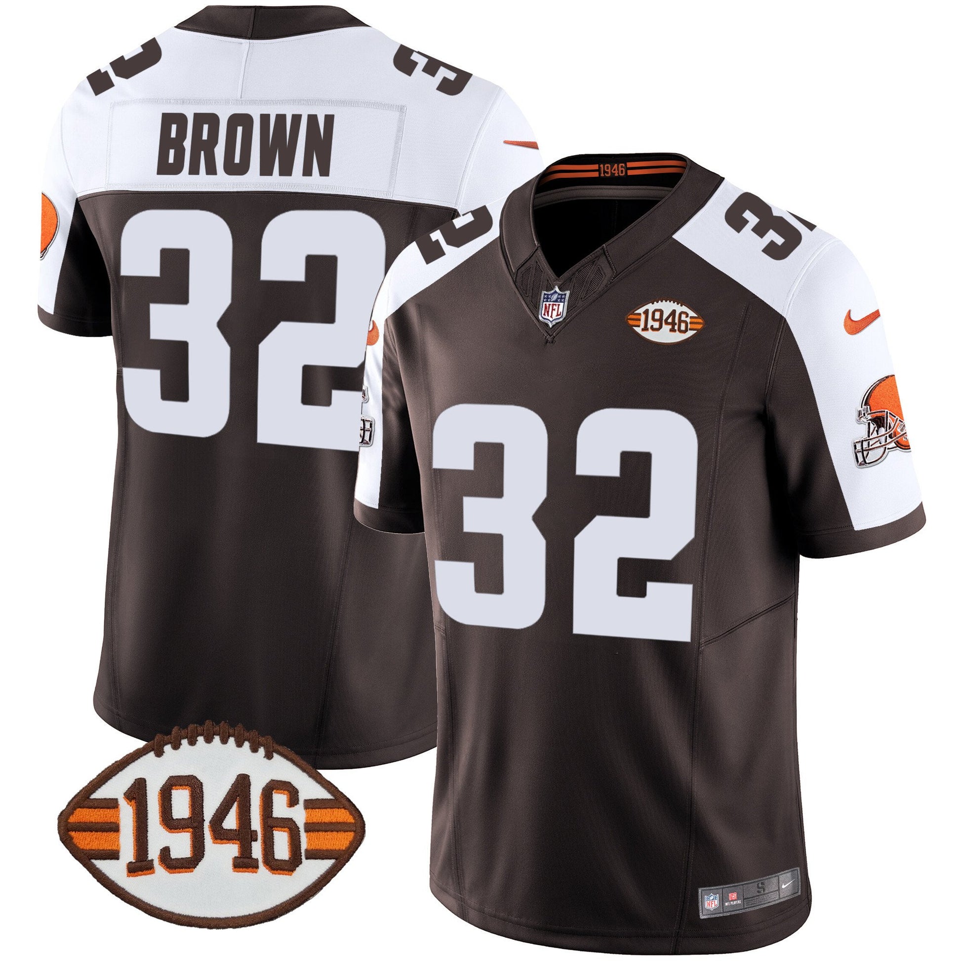 Men's Browns 1946 75th Anniversary Patch Jersey - All Stitched