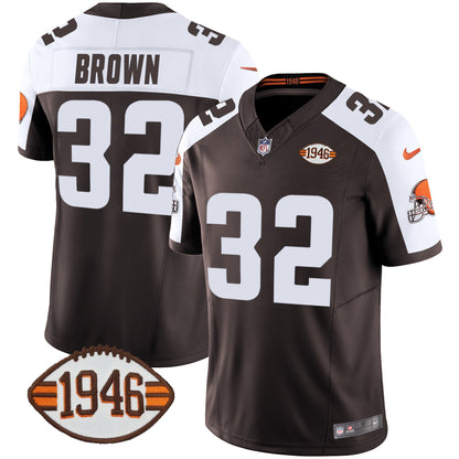 Men's Browns 1946 75th Anniversary Patch Jersey - All Stitched