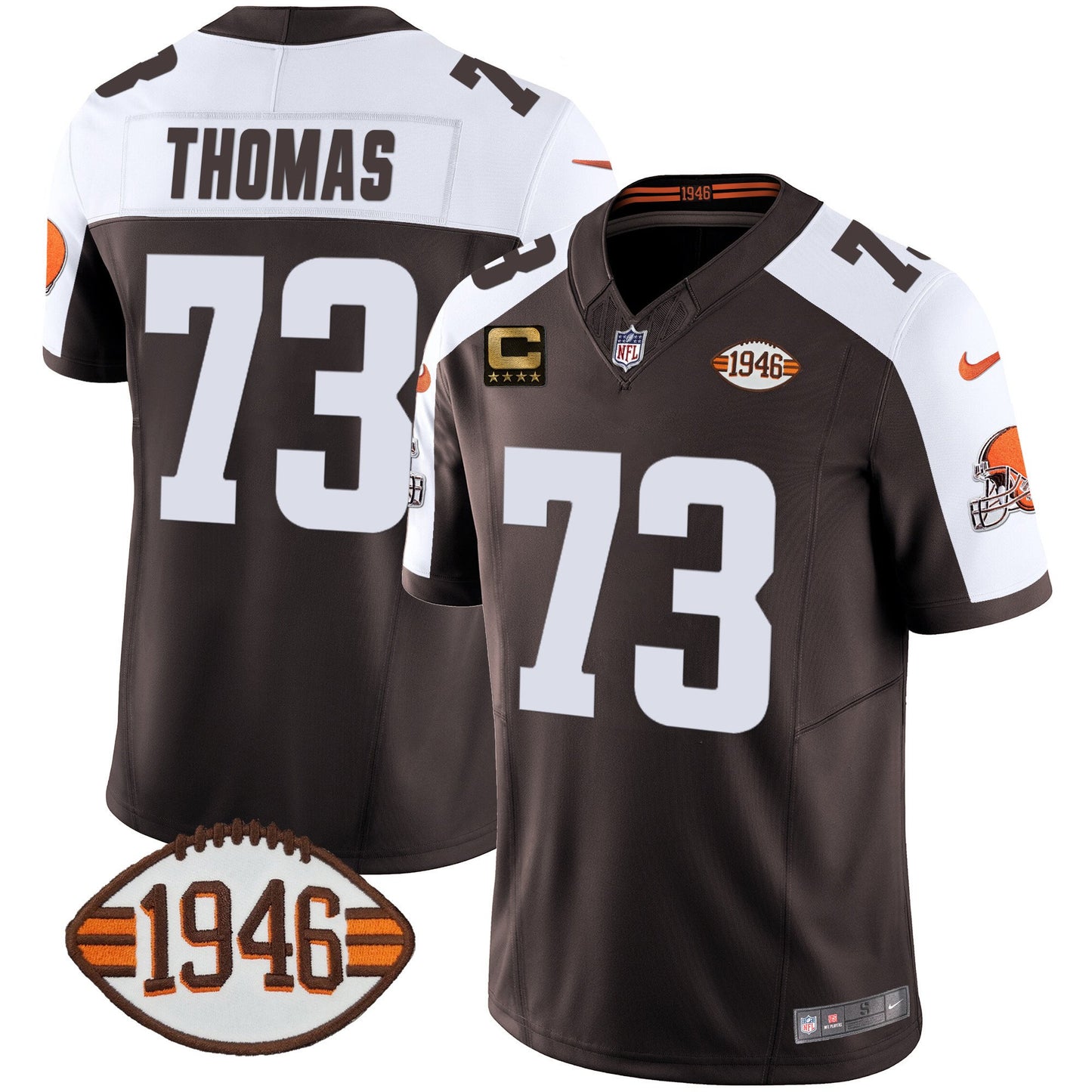 Men's Browns 1946 75th Anniversary Patch Jersey - All Stitched
