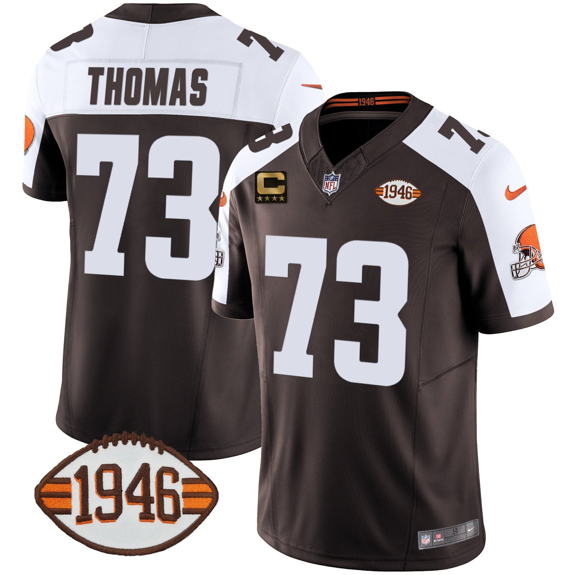 Men's Browns 1946 75th Anniversary Patch Jersey - All Stitched