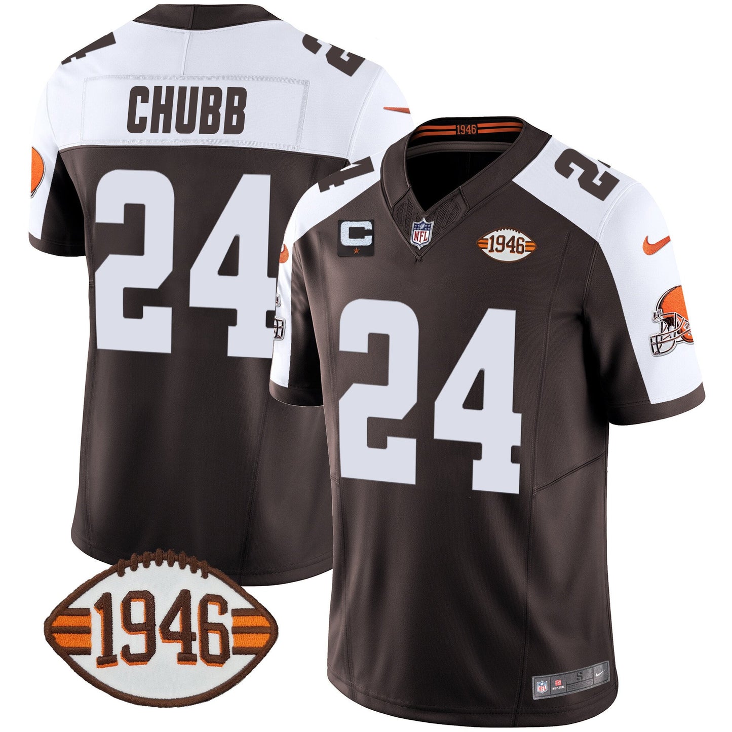 Men's Browns 1946 75th Anniversary Patch Jersey - All Stitched