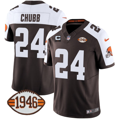 Men's Browns 1946 75th Anniversary Patch Jersey - All Stitched