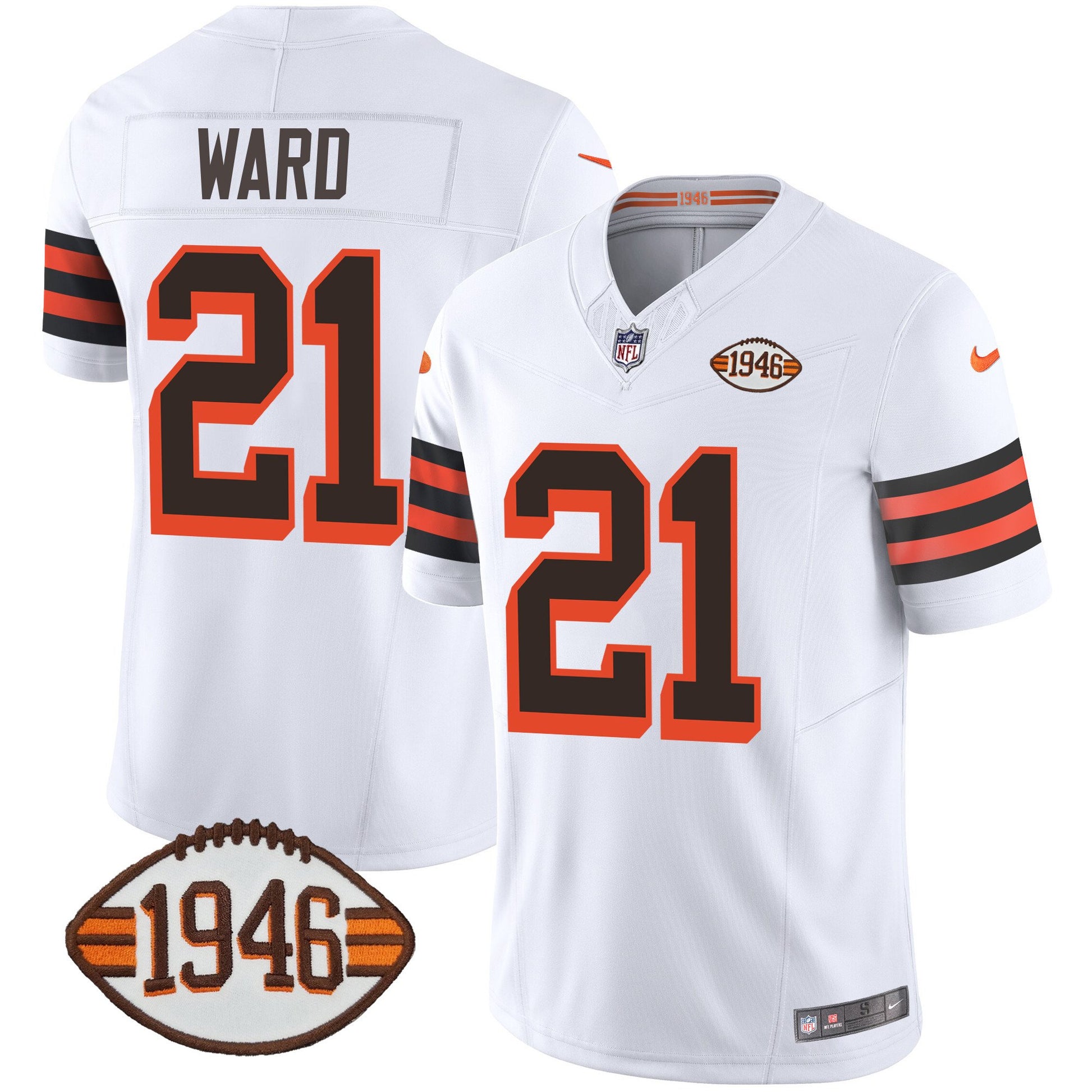 Men's Browns 1946 75th Anniversary Patch Jersey - All Stitched