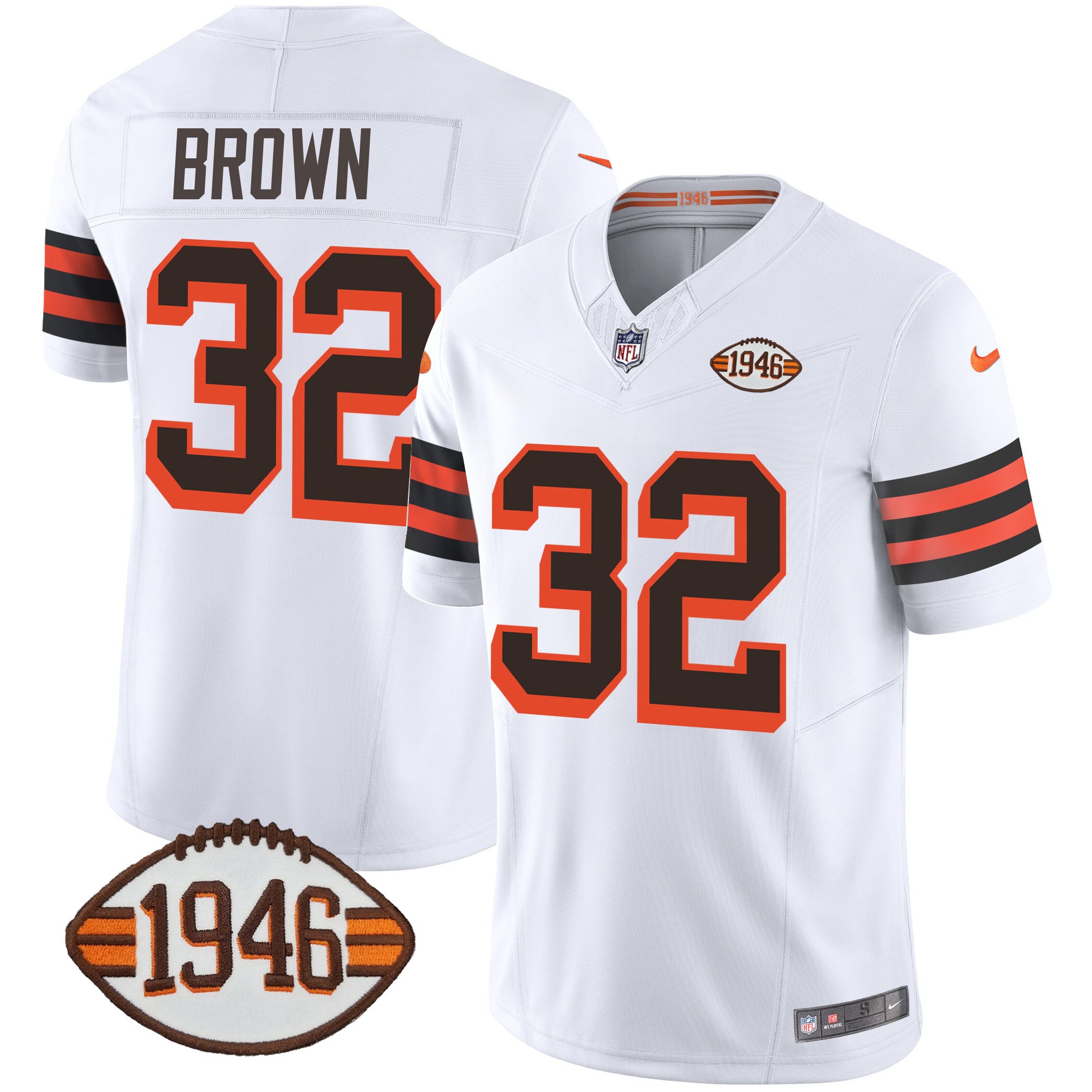 Men's Browns 1946 75th Anniversary Patch Jersey - All Stitched