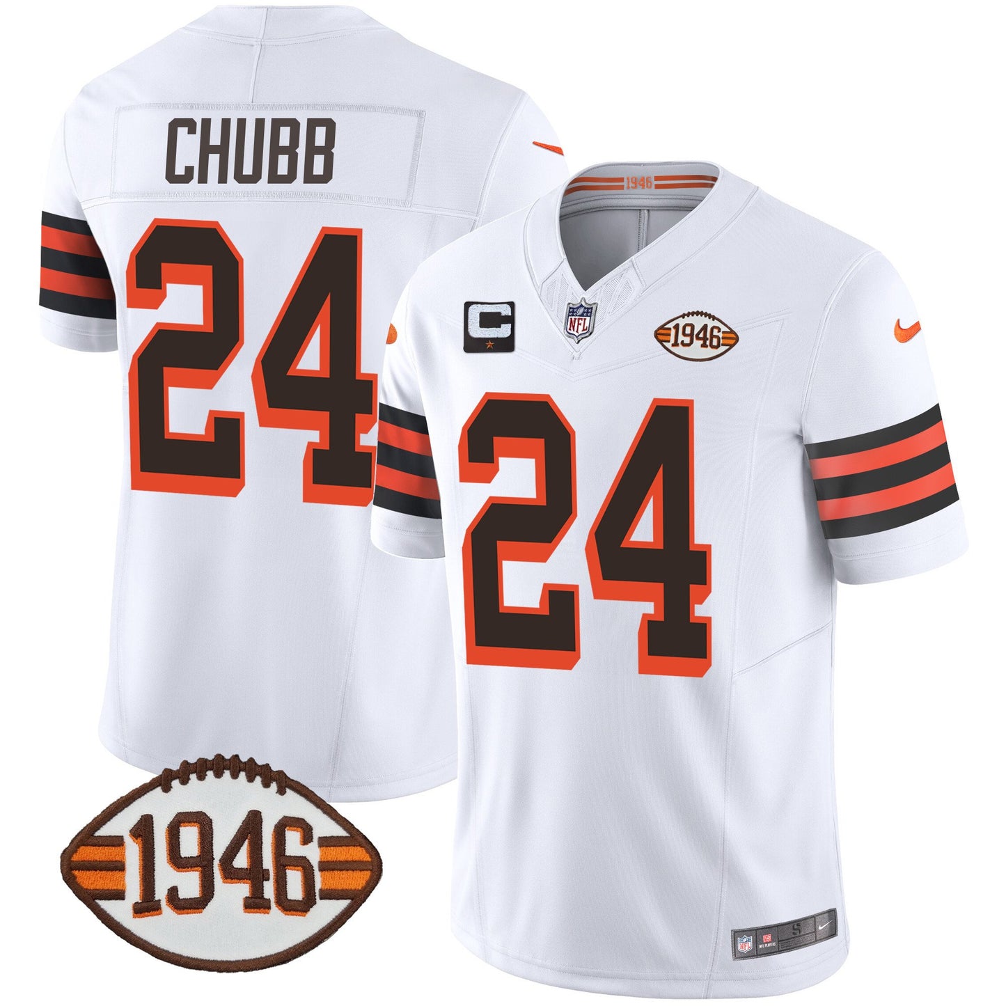 Men's Browns 1946 75th Anniversary Patch Jersey - All Stitched