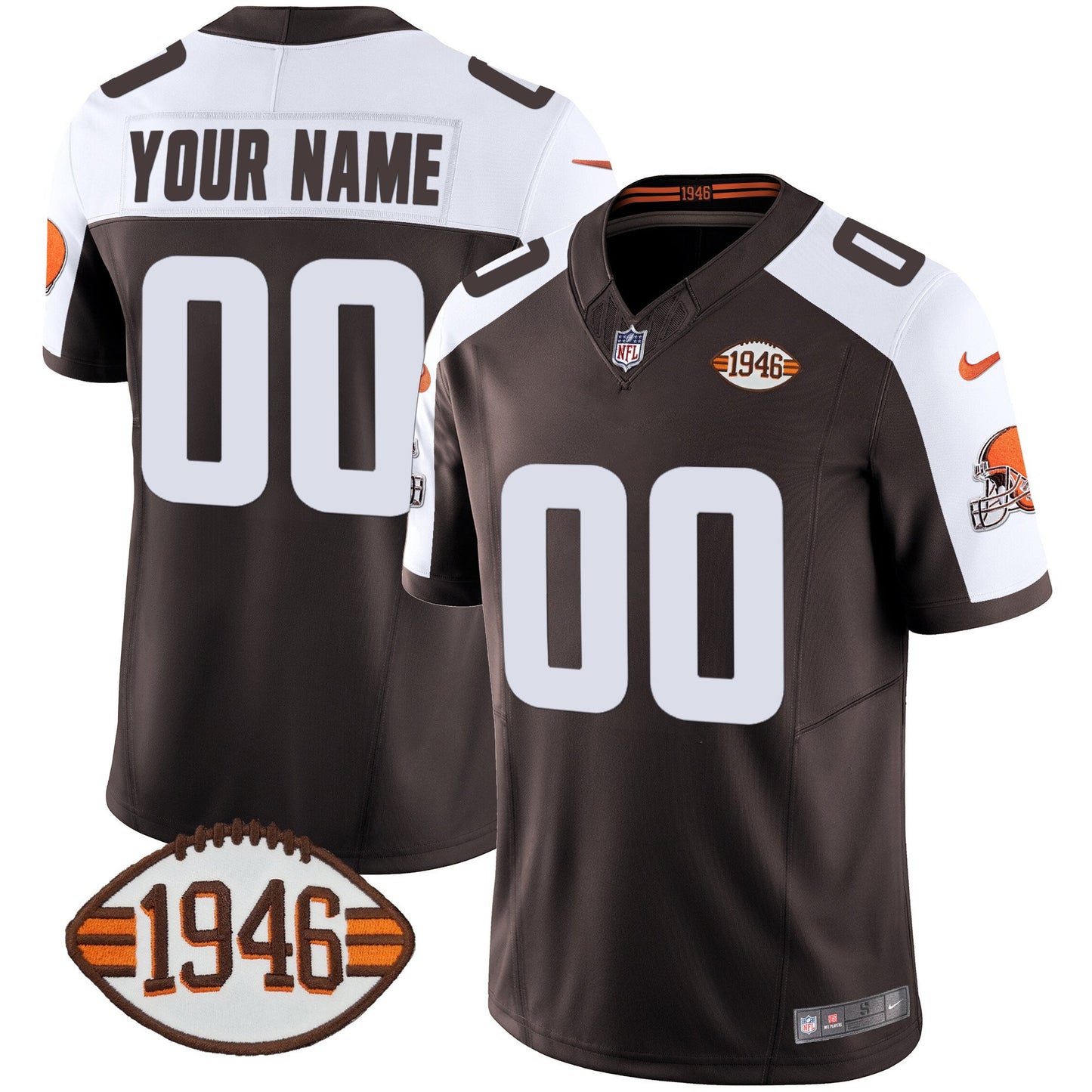 Browns 1946 75th Anniversary Patch Custom Jersey - All Stitched