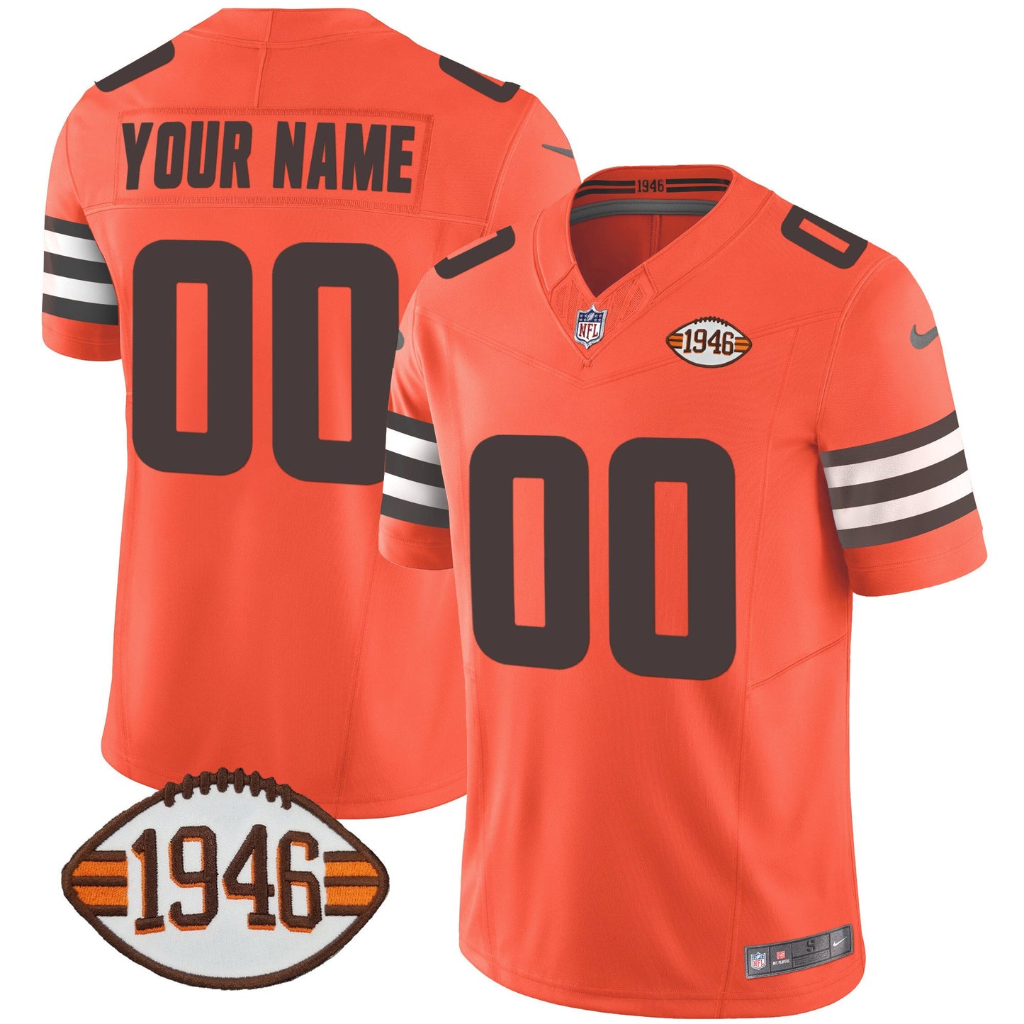 Browns 1946 75th Anniversary Patch Custom Jersey - All Stitched