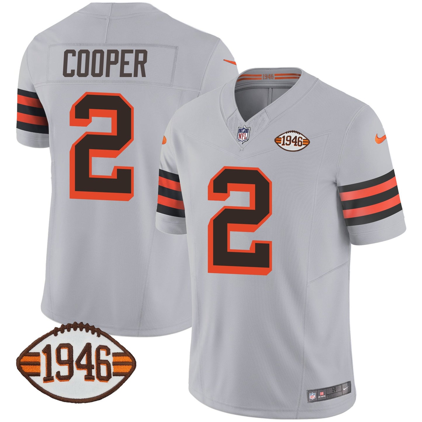 Men's Browns 1946 75th Anniversary Patch Jersey - All Stitched