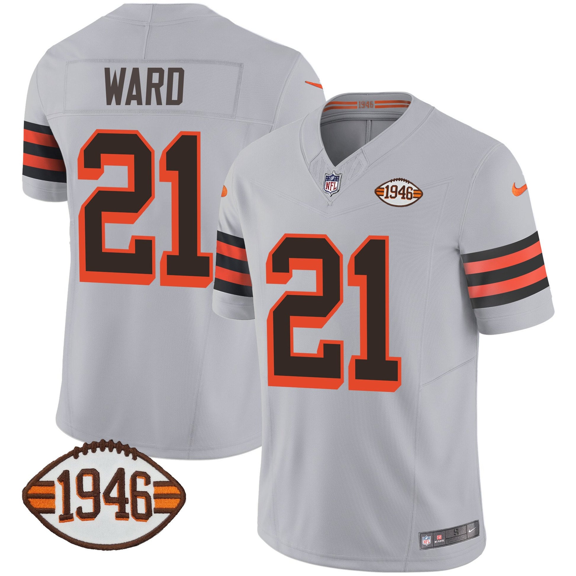 Men's Browns 1946 75th Anniversary Patch Jersey - All Stitched