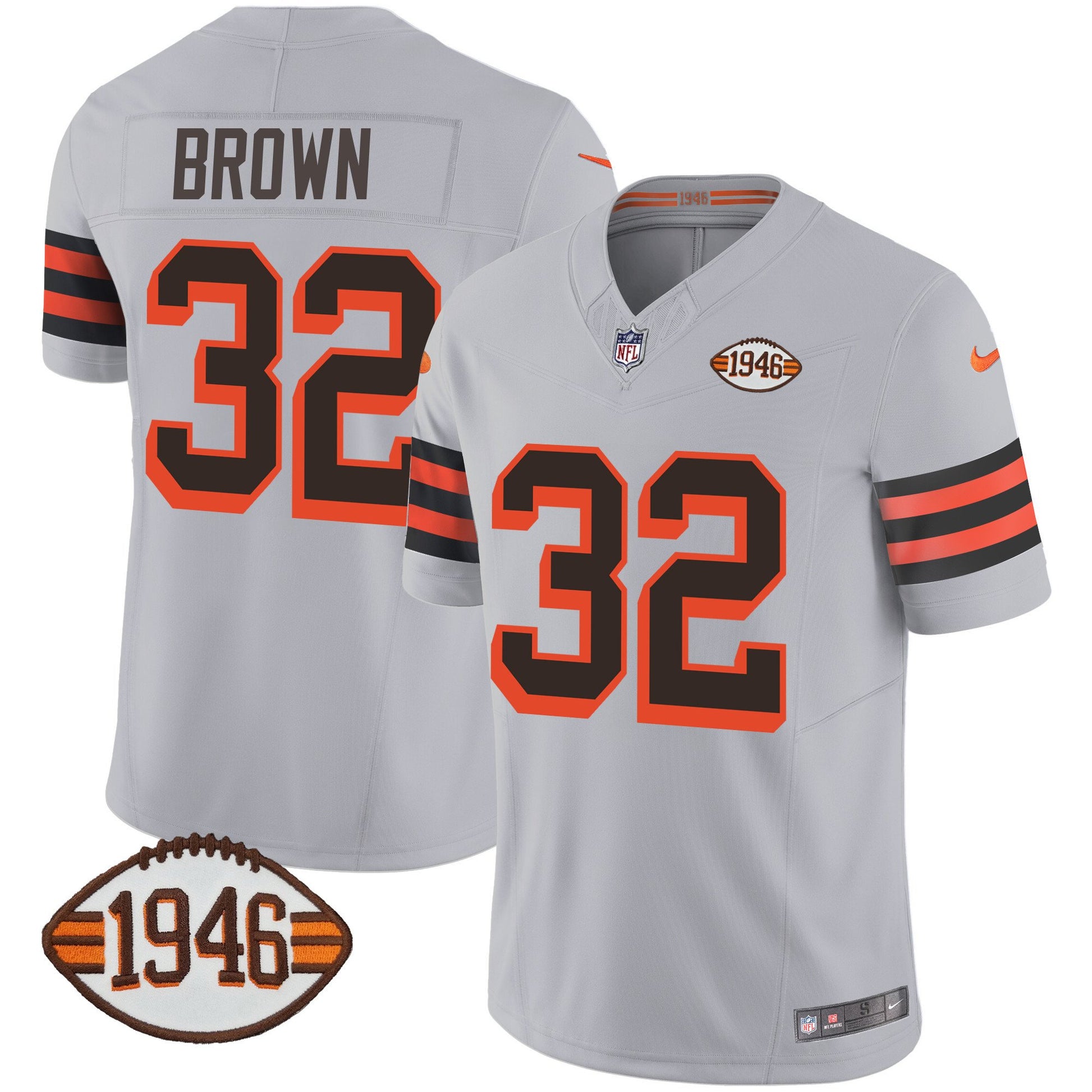Men's Browns 1946 75th Anniversary Patch Jersey - All Stitched