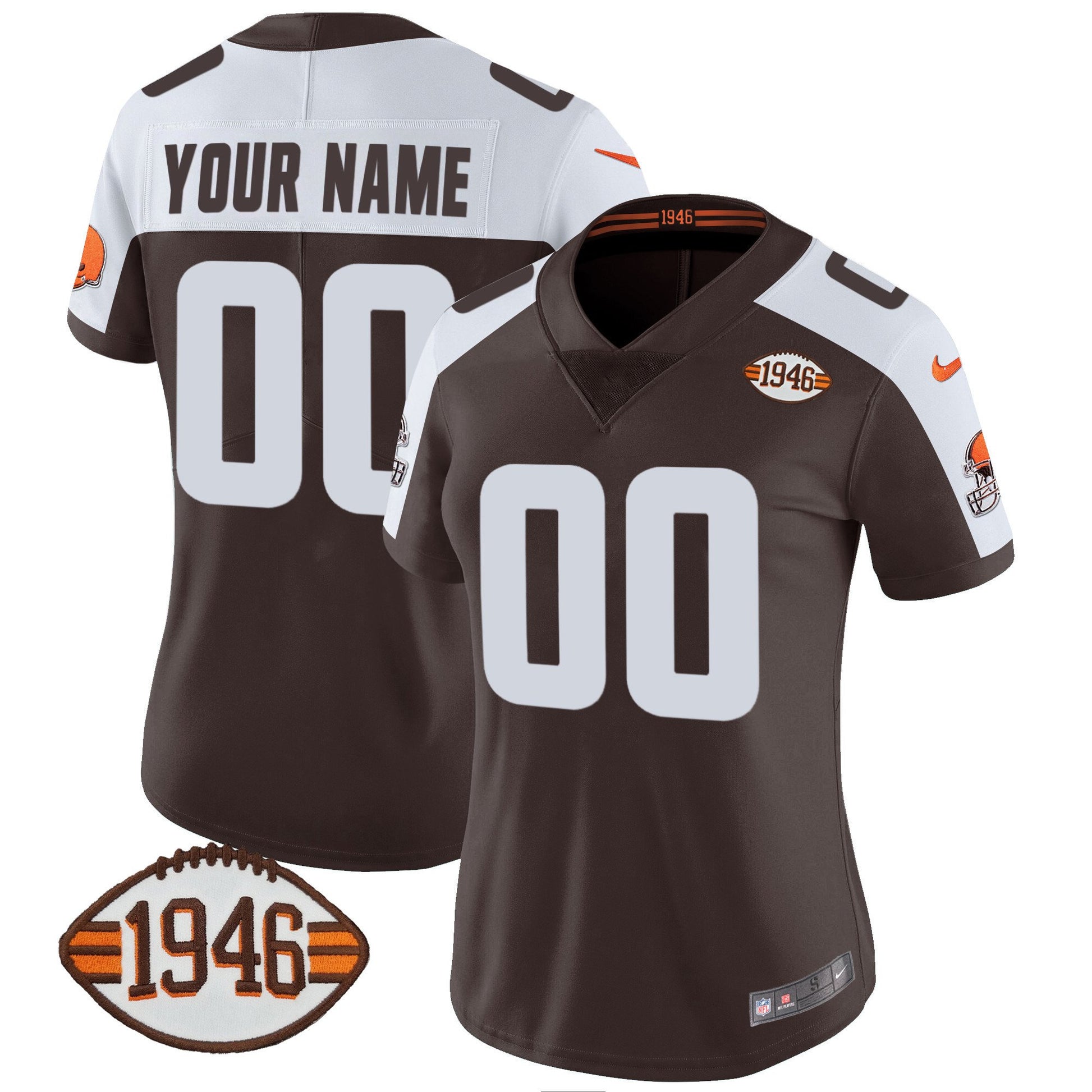 Browns 1946 75th Anniversary Patch Custom Jersey - All Stitched