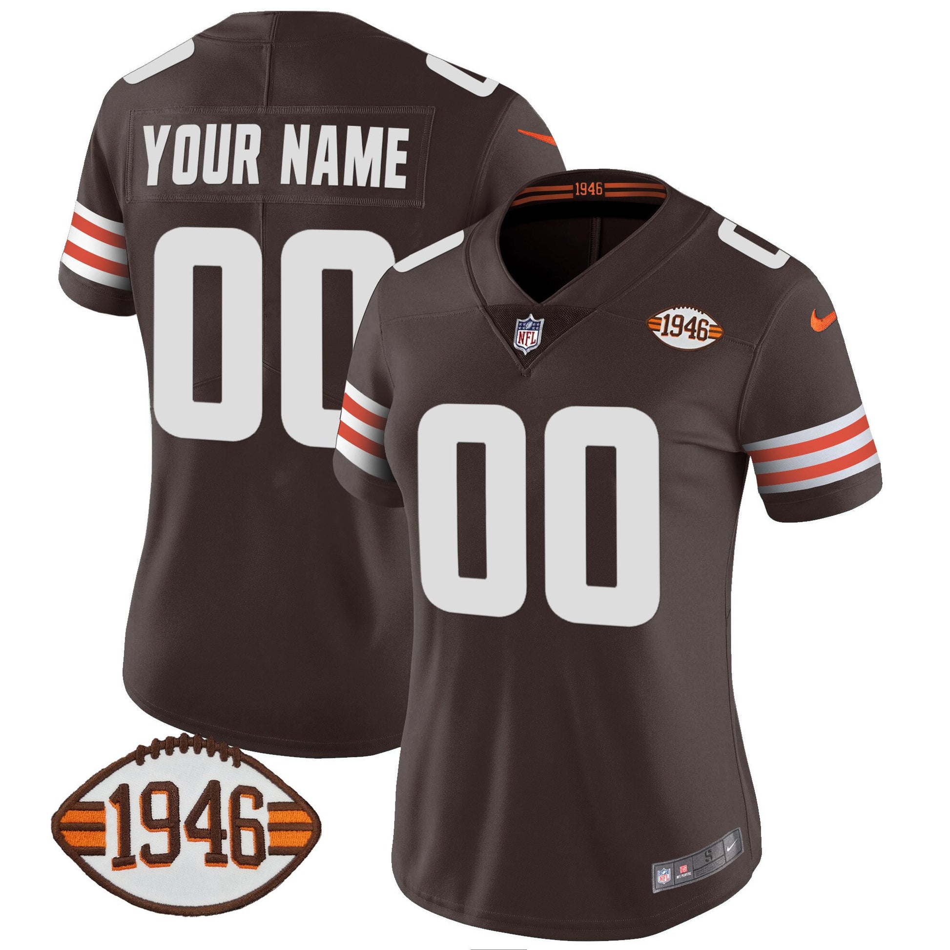 Browns 1946 75th Anniversary Patch Custom Jersey - All Stitched