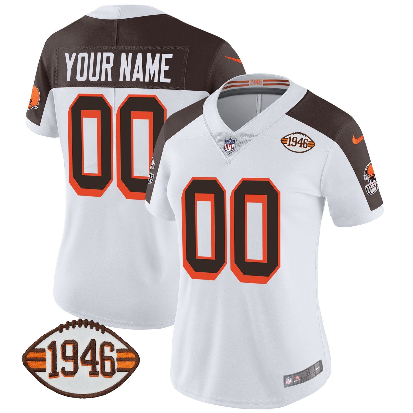Browns 1946 75th Anniversary Patch Custom Jersey - All Stitched