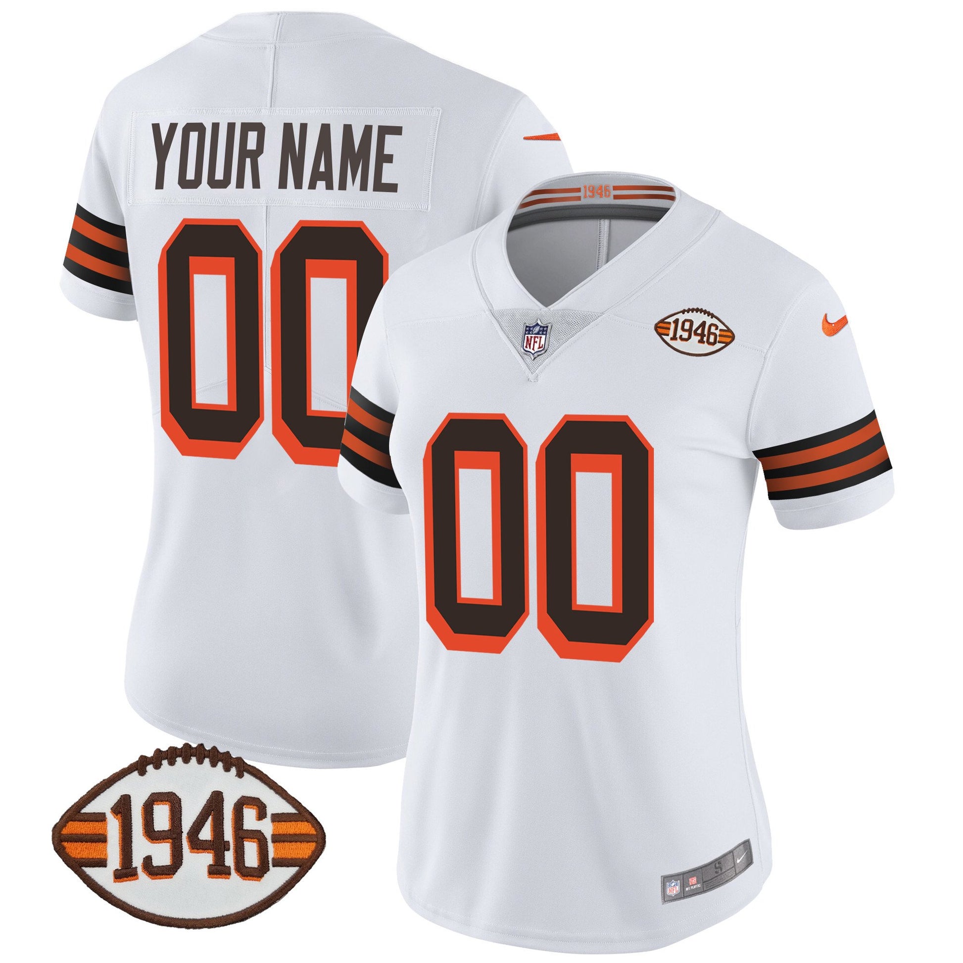 Browns 1946 75th Anniversary Patch Custom Jersey - All Stitched