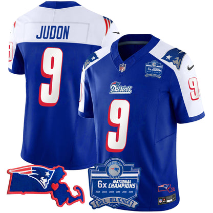 Men's Patriots Bill Belichick 6x Champions Patch Vapor Jersey - All Stitched
