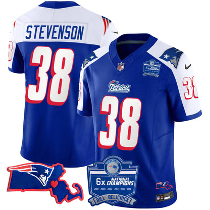 Men's Patriots Bill Belichick 6x Champions Patch Vapor Jersey - All Stitched