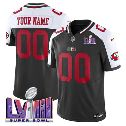 49ers Mexico Super Bowl LVIII Patch Vapor Custom Jersey - All Stitched