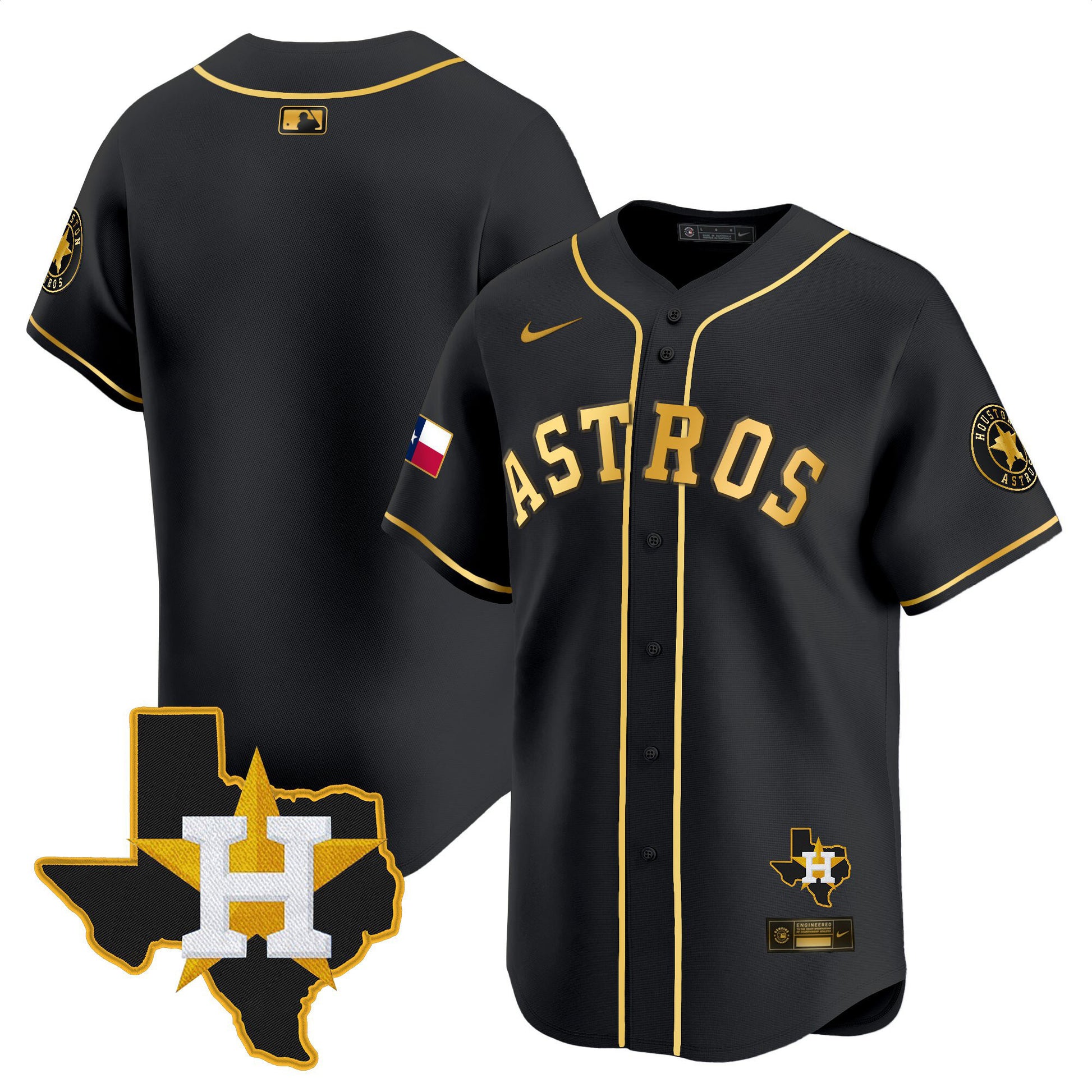 Men's Houston Astros Texas Patch Vapor Premier Limited Jersey - All Stitched